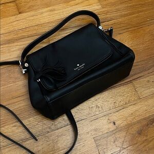 Kate Spade Black Leather Shoulder Bag with Tassel